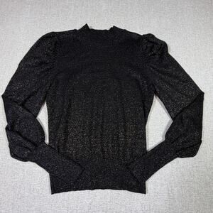 Evereve Women Small Black Metallic Glitter Sweater Glam Party Knightwear